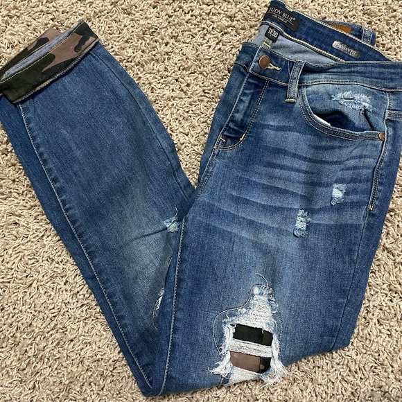 Judy Blue Denim - Judy Blue Distressed Camo Skinny Jeans